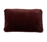 Orsina Rectangular Red Wine Faux Fur Cushion, Soft Feather Filled Decorative Cushion For Sofa & Bedroom