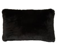 Orsina Rectangular Red Wine Faux Fur Cushion, Soft Feather Filled Decorative Cushion For Sofa & Bedroom in Black Orsina Black