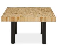 Orsina Rectangular Teak-Plug Coffee Table, Solid Teakwood Plug Top on Sleek Black Iron Frame in Natural Orsina Natural