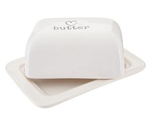 Orsina Rectangular White Dolomite Butter Dish, Elegant Butter Dish With Lid, Sl utter Dish For Breakfast