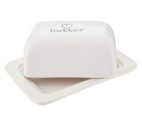 Orsina Rectangular White Dolomite Butter Dish, Elegant Butter Dish With Lid, Sleek Butter Dish For Breakfast