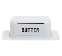Orsina Rectangular White Metal Butter Dish, Metal Build Covered Butter Dish With Lid, Elegant Design Butter Dish