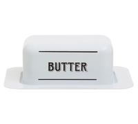 Orsina Rectangular White Metal Butter Dish, Metal Build Covered Butter Dish With Lid, Elegant Design Butter Dish Orsina White
