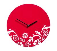 Premier Housewares Floral Swirl Wall Clock, Red