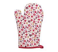 Orsina Red Daisy Single Oven Glove, Bright Red Floral Design With Quilted Heat Protection, Safe & Comfortable Orsina Red
