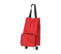 Orsina Red Fabric Trolley Bag, Foldable Shopping Trolley With Wheels, Drawstring Closure And Sturdy Handle