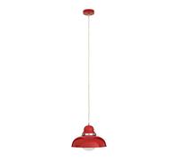 Premier Housewares Interiors By Premier Red Finish Pendant Light With Chrome Detail, Metal Hanging Lamp, Modern Ceiling Fixture With Chrome Ring