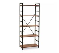 Premier Housewares Red Pomelo 5 Tier Shelf Unit With Black Powder-Coated Metal Frame|Compact Wall Shelving Unit For Home Office|Industrial Bookcase Unit For Decorative Items