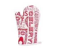 Premier Housewares Porter Single Oven Glove - Heat Resistant Cotton Kitchen Mitt, Red and White