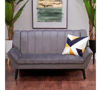 Orsina Refined 2 Seat Grey Sofa, Velvet Upholstered Mid Century Sofa, Elegant Contemporary Sofa For Livingroom