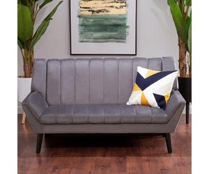 Orsina Refined 2 Seat Grey Sofa, Velvet Upholstered Mid Century Sofa, Elegant Contemporary Sofa For Livingroom