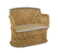 Orsina Refined Two Seater Natural & Black Sofa, Velvet Upholstered Mid Century Sofa, Elegant Contemporary Sofa Orsina Natural