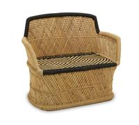 Orsina Refined Two Seater Natural & Black Sofa, Velvet Upholstered Mid Century Sofa, Elegant Contemporary Sofa Orsina Black