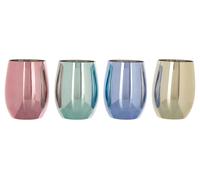Orsina Reflective Set Of 4 Assorted Colours Tumblers, Multi Coloured Rounded Botton, Vibrant Set Of Tumblers Orsina Multicolor