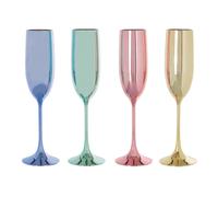 Orsina Reflective Set Of 4 Multicolour Champagne Glasses, Assorted Round Bowl Attached To Thin Stem Glasses Orsina Multicolor
