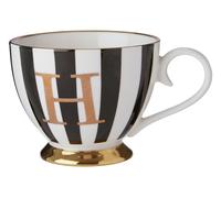 Orsina Regal Design Duchess H Letter Monogram Mug, Personalized Coffee Mug For Kitchen, Durable Mug For Breakfast in Black Orsina Black