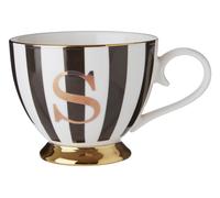 Orsina Regal Design Duchess S Letter Monogram Mug, Personalized Coffee Mug For Kitchen, Durable Mug For Breakfast in Black Orsina Black