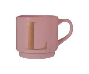 Orsina Reliable Pink L Letter Mug,vibrant Pastel Pink Finish Cup With Gold Letter Accent,personalized Coffee Mug
