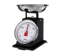 Premier Housewares Retro Style Kitchen Scale with Stainless Steel Bowl, 3 kg - Matt Black, H16 x W17 x D14cm