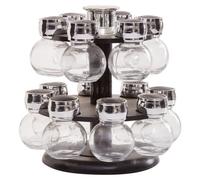 Premier Housewares 2 Tier 14 Bottle Rev Spice Rack for Kitchen/Can Hold Up To 14 Bottles/Spice Rack Organizer/Clear Containers/Made From Glass/W22 x D22 x H23.5cm/ Weight 01.72.