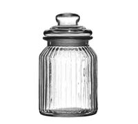 Orsina Ribbed Storage Ribbed Glass Storage Jar in Clear Orsina Clear