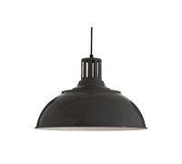 Ridged Bowl Grey Pendant Light, Curved Hanging Lamp With Retro Vent Holder, Modern Ceiling Pendant Light Premier Housewares Grey One Size