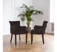 Orsina Ringback Velvet Armchair for Living Room, Classic Indoor Chair with Tufting, Angular Wooden Leg Chair in Black Orsina Black