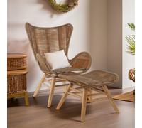 Orsina Rope Lounge Chair & Footstool, High-back Space-Saver Couch Chair, Improves Body Posture Footrest in Brown Orsina Brown