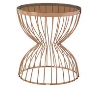 Orsina Rose Gold Side Table, Modern Design Hourglass Bedside Table, Contemporary Side Table With Gold Finish Base