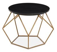 Orsina Round Black Marble Coffee Table with Gold Finish Frame, Sleek Black Marble Top on Geometric Gold Metal Base Orsina Gold