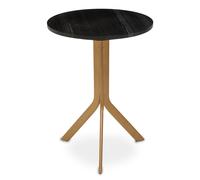 Orsina Round Black Marble Side Table, Sleek Black Marble Top with Gold Tripod Iron Base, Geometric Accent Table Orsina Gold