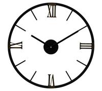 Orsina Round Black Metal Wall Clock, Minimalist Modern Clock With Warm Metallic Detail, Contemporary Iron Frame