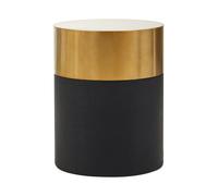 Orsina Round Black Shagreen Stool, Dual-Tone Black & Gold Accent Stool, Minimalist Luxe Seating Orsina Black
