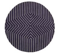 Orsina Round Blue And White Rug, Hand Tufted Wool Rug With Geometric Pattern, Contemporary Area Rug For Dining Room