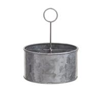 Orsina Round Cutlery Caddy, Rustic Metal Utensil Holder With Wooden Handle, Ideal For Organising Cutlery, Napkins in Silver Orsina Silver