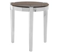 Orsina Round End Table With Smoky Grey Glass Top, Silver Sofa Side Table With Steel Frame, Side Table For Living Area Orsina Silver