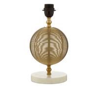 Orsina Round Gold Finish Table Lamp, Semi-Transparent Wire Globe Table Light With White Marble Base