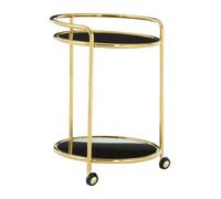 Orsina Round Gold Finish Trolley, Tempered Glass Shelves Drinks Trolley For Parties, Movable Kitchen Trolley Orsina Gold