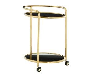 Orsina Round Gold Finish Trolley, Tempered Glass Shelves Drinks Trolley For Parties, Movable Kitchen Trolley