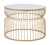 Orsina Round Gold Side Table With Mirror Top, Wireframe Small Side Table, Luxe Accent Table, Stylish Bedside Table Orsina Gold