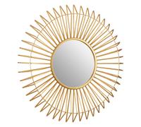 Orsina Round Gold Wall Mirror, Sunburst Design Bevelled Mirror For Living Room, Metallic Wall Accent, Gold Mirror Orsina Gold