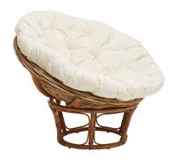 Orsina Round Rattan Chair with Plush Big Cream Cushion, Rattan Outdoor Chair, Cane Chair in Round Design in Brown Orsina Brown