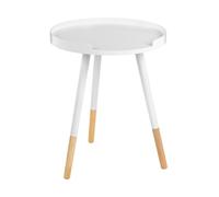 Orsina Round Side Table, Wooden Side Table, Natural Wood Side Table, Wood Side Table in White Orsina White