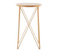 Orsina Round White Marble Side Table, Gold Lattice Iron Legs, Boutique Style Luxe Accent Table for Living Room Orsina Gold