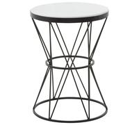 Orsina Round White Marble Top Side Table, Minimalist Black Metal Base, Contemporary Monochrome Side Table Orsina Black
