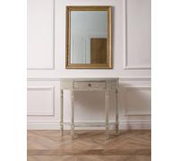 Orsina Rounded Console Table With One Rectangular Drawer for Hallway, Pine Wood Wood Table for Home & Office Décor in Grey Orsina Grey
