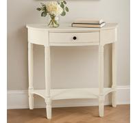 Orsina Rounded Console Table With One Rectangular Drawer for Hallway, Pine Wood Wood Table for Home & Office Décor in Off-White Orsina Off-White