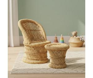 Orsina Rowan Children Natural Chair With Stool