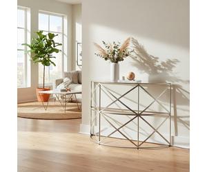 Orsina Rubia Silver Leaf Demilune Console Table