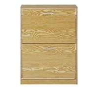 Premier Housewares Shoe Storage Cabinet, Shoes Cupboards for Hallways, Oak Wood, w60 x d24 x h81cm, Brown - 2 Tier